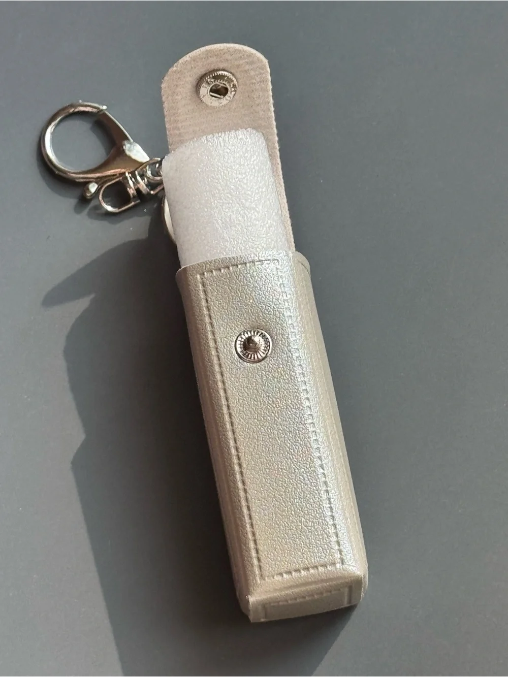 Metallic Gold Leatherette Keychain Holster with Snap Closure
